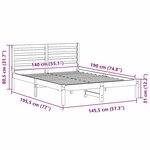 vidaXL Cadre de lit Blanc 140 x 190 cm Bois massif en pin