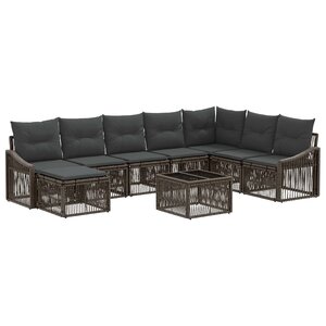 vidaXL Ensemble de canapé de jardin 9 Pièces Gris polyrotin