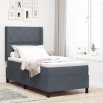 vidaXL Lit à ressorts tapissier avec matelas et LED gris foncé 100x200 cm Velours