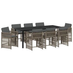 vidaXL Ensemble de salle à manger pour jardin 9 Pièces Gris polyrotin