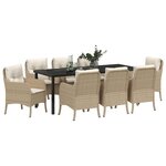 vidaXL Ensemble de salle à manger pour jardin 9 Pièces Beige Poly rotin