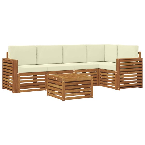 vidaXL Ensemble de canapé d'angle avec coussin 6 Pièces Naturel et Crème