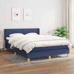 vidaXL Sommier à lattes de lit avec matelas Bleu 140x200 cm Tissu