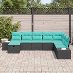 vidaXL Ensemble de canapé de jardin avec coussin 8 Pièces Noir polyrotin