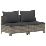 vidaXL Salon de jardin 8 Pièces avec coussins Gris Résine tressée
