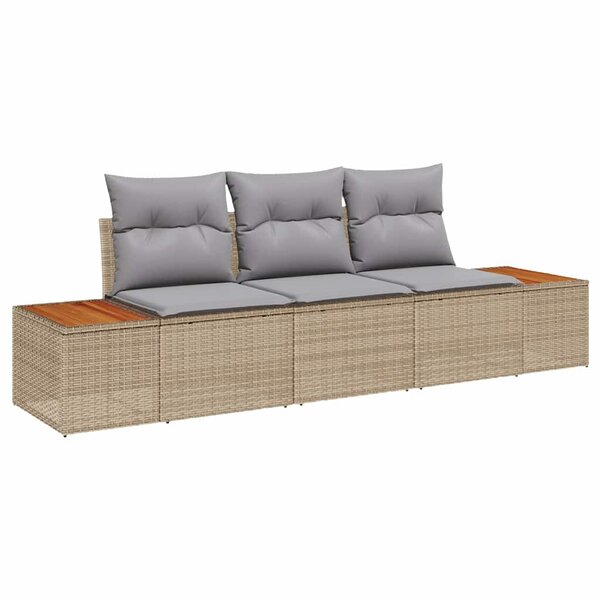 vidaXL Ensemble de canapé de jardin 3 Pièces Beige Poly rotin