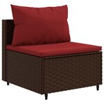 vidaXL Salon de jardin 6 Pièces avec coussins Marron Résine tressée