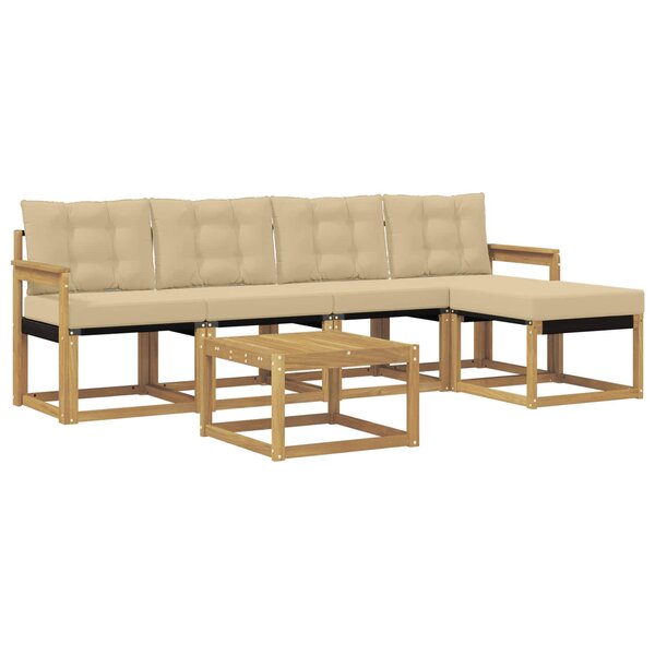 vidaXL Ensemble de canapés d'extérieur 6 Pièces Blanc et Beige