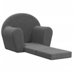 vidaXL Canapé-lit pour enfants anthracite peluche douce