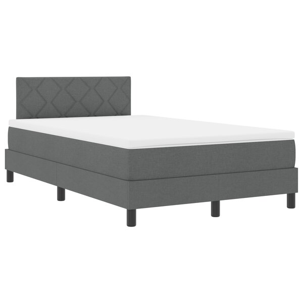 vidaXL Lit coffre avec matelas & LED gris foncé 120x190 cm tissu