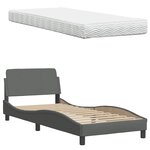 vidaXL Lit avec matelas Hanko gris foncé 90x200 cm tissu