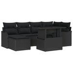 vidaXL Canapé de Jardin 7 Pièces avec Coussins en Rattan Noir
