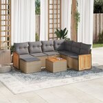 vidaXL Salon de jardin avec coussins 8 Pièces beige résine tressée