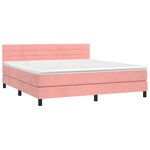 vidaXL Sommier à lattes de lit avec matelas Rose 160x200 cm Velours