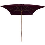 vidaXL Parasol d'extérieur avec mât en bois Rouge bordeaux 200x300 cm