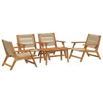 vidaXL Ensemble de jardin 5 pièces : chaises et table en bois d'acacia beige