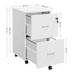 Caisson armoire de bureau mobile avec serrure 2 tiroirs système de blocage des roulettes rails de suspension réglables blanc 12_0004816