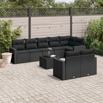 vidaXL Salon de jardin 9 Pièces avec coussins noir résine tressée