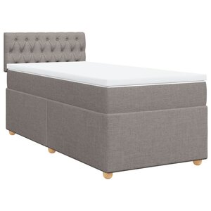 vidaXL Sommier à lattes de lit avec matelas Taupe 90x200 cm Tissu