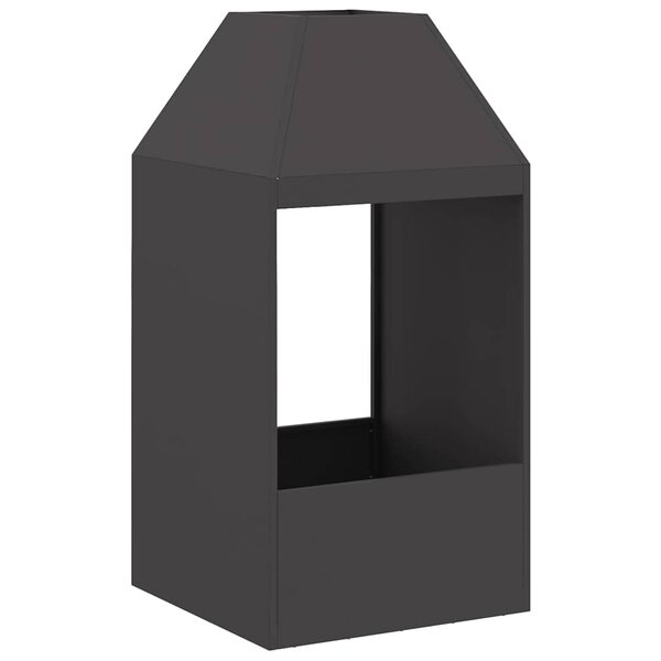 vidaXL Brasero Noir 50 x 50 x 100 cm Acier patiné