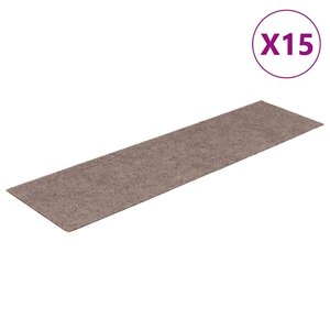 vidaXL Tapis d'escalier autocollants 15 pièces 76 x 20 cm Marron clair Rectangulaire