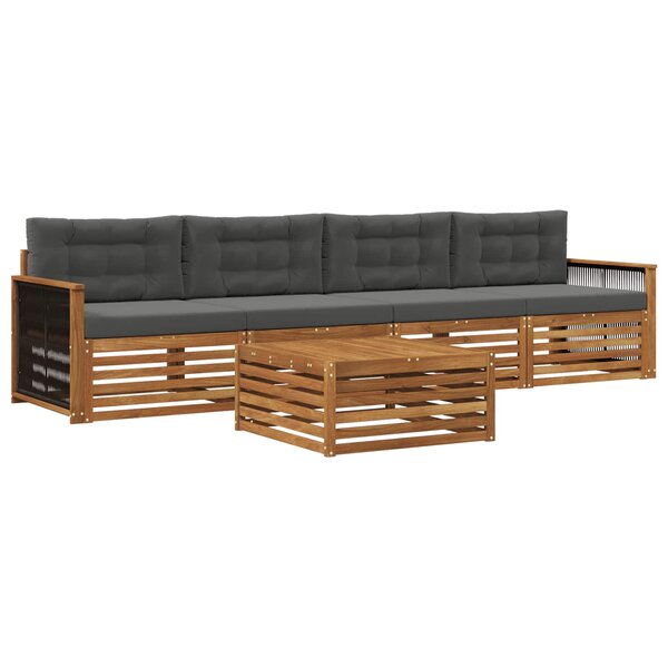 vidaXL Ensemble de canapés d'extérieur 5 Pièces Naturel et Anthracite
