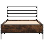 vidaXL Cadre de lit chêne fumé 75x190 cm bois d'ingénierie et métal