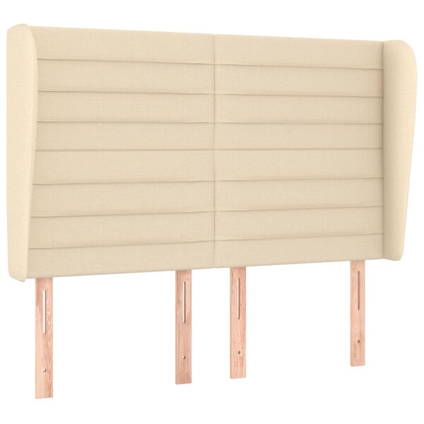 vidaXL Tête de lit avec oreilles Crème 147x23x118/128 cm Tissu