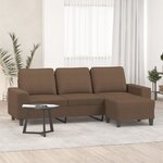 vidaXL Canapé à 3 places avec repose-pieds Marron 180 cm Tissu