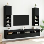 vidaXL Meubles TV avec lumières LED 2 Pièces noir 30 5x30x102 cm