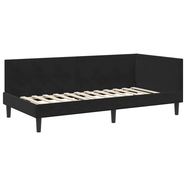 vidaXL Cadre de lit d'angle Autre avec tête de lit Noir 90 x 200 cm