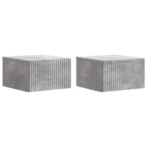 vidaXL Cabinet de chevet mural 2 Pièces Gris béton 33 x 34 5 x 20 cm