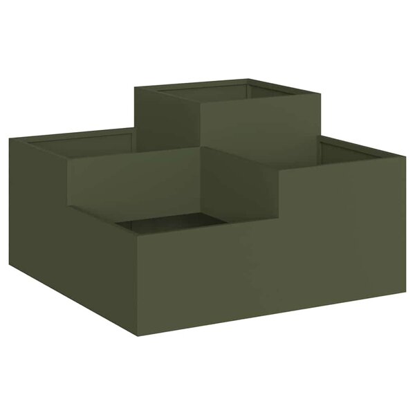 vidaXL Cache-pot de jardin Vert olive 100 x 100 x 48 cm Acier