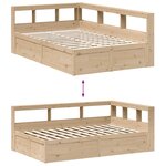 vidaXL Lit bibliothèque sans matelas 140x190 cm bois de pin massif