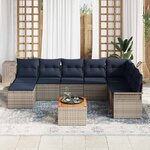 vidaXL Ensemble de canapé de jardin 9 Pièces Gris et bleu marine