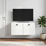 vidaXL Meuble TV mural 59 5 x 31 x 30 cm Blanc brillant