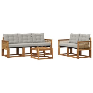 vidaXL Ensemble de canapés d'extérieur 6 pc Naturel et gris clair