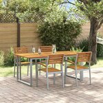 vidaXL Ensemble de salle à manger pour jardin 5 Pièces Gris et marron