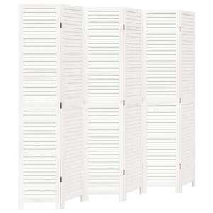 vidaXL Cloison de séparation 6 panneaux blanc bois de paulownia massif