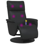 vidaXL Fauteuil inclinable de massage repose-pieds noir similicuir