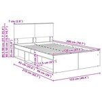 vidaXL Cadre de lit Chêne fumé 120 x 200 cm Bois d'ingénierie