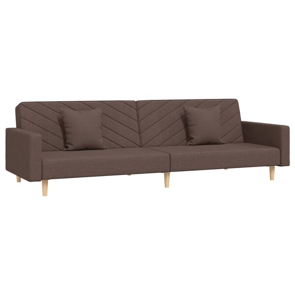 vidaXL Canapé-lit à 2 places avec deux oreillers taupe tissu
