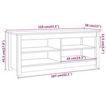 vidaXL Banc à chaussures Blanc 110x38x45 5 cm Bois de pin massif