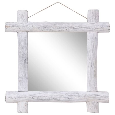 vidaXL Miroir à bûches Blanc 70x70 cm Bois de récupération massif