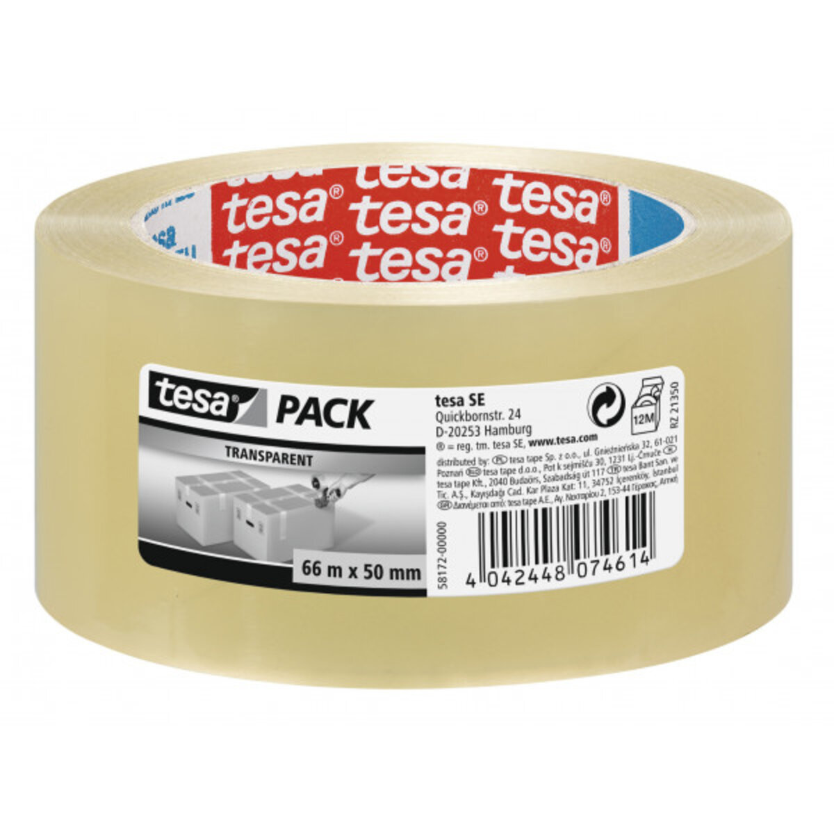 Ruban Adhésif D'emballage Transparent - 12 Mm X 66 M - En PVC - Lot De 12 Rouleaux - Marque Tesapack
