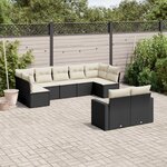vidaXL Salon de jardin 9 Pièces avec coussins noir résine tressée