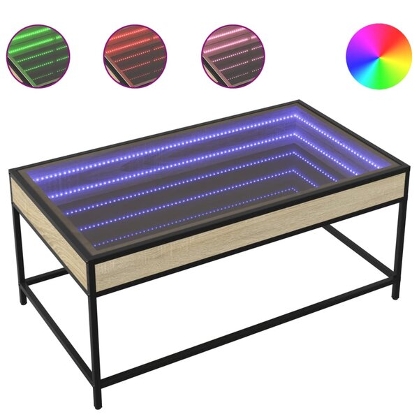 vidaXL Table basse avec LED infini chêne sonoma 90x50x41 cm