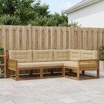 vidaXL Ensemble de canapés d'extérieur 4 Pièces Naturel et Beige