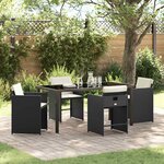 vidaXL Ensemble de salle à manger pour jardin 5 Pièces Noir polyrotin