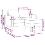 vidaXL Canapé 2 places avec méridienne en L noir 125 cm tissu